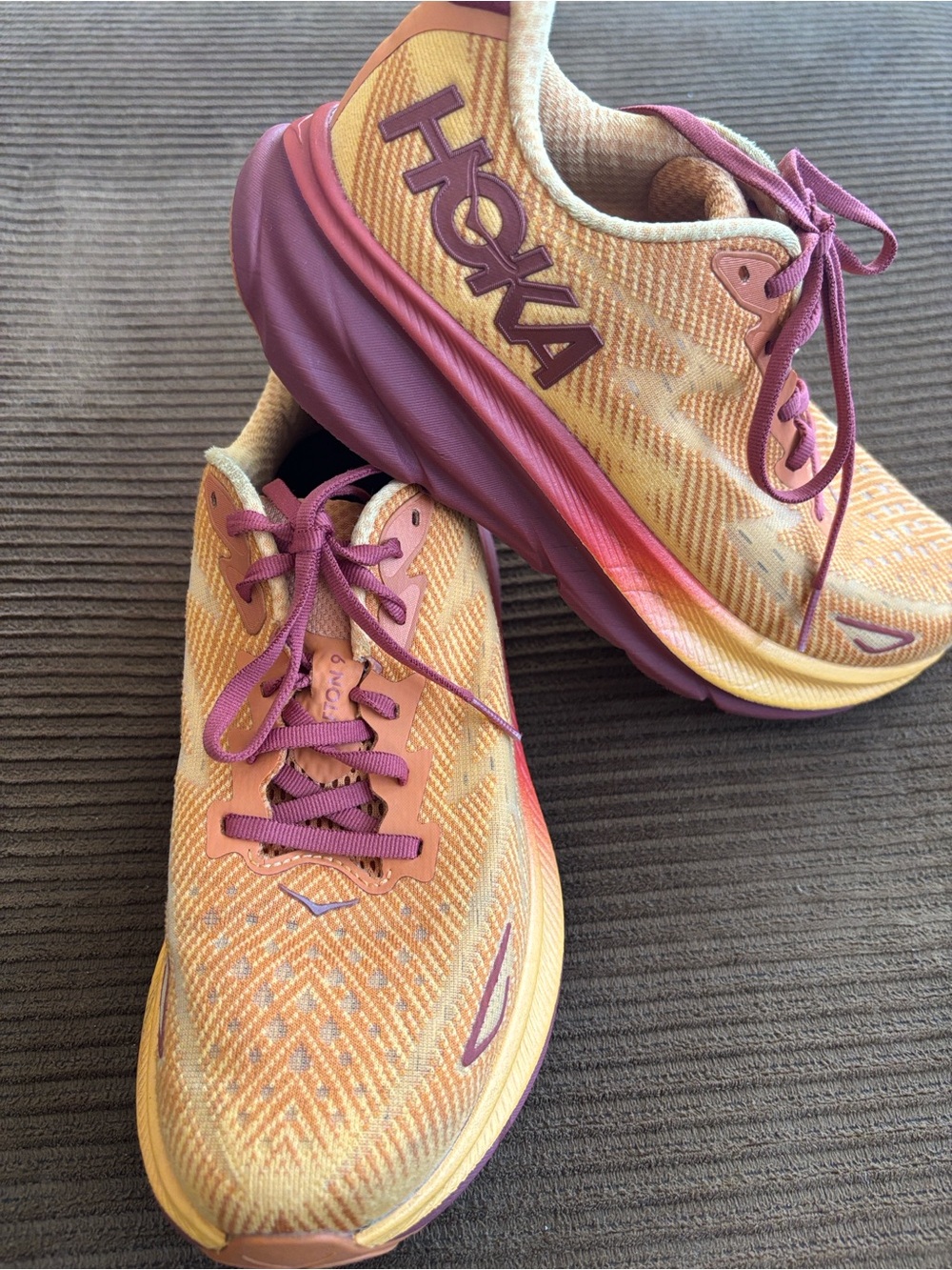 Hoka Women's Running Shoes in Yellow and Purple